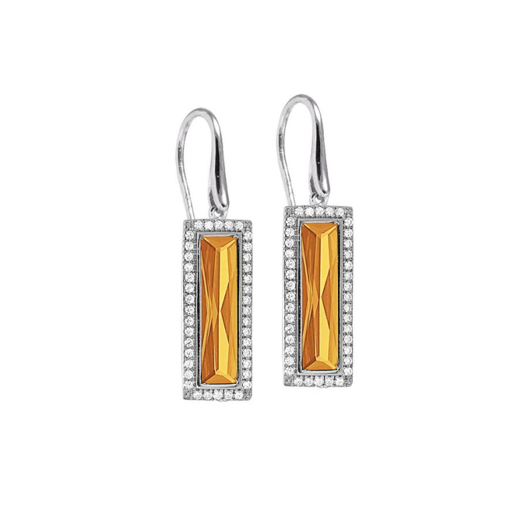 Rectangle Birthstone Drop Earrings - November