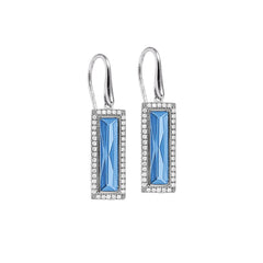 Rectangle Birthstone Drop Earrings - December