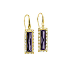 Rectangle Birthstone Drop Earrings - February