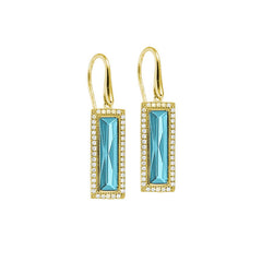 Rectangle Birthstone Drop Earrings - March
