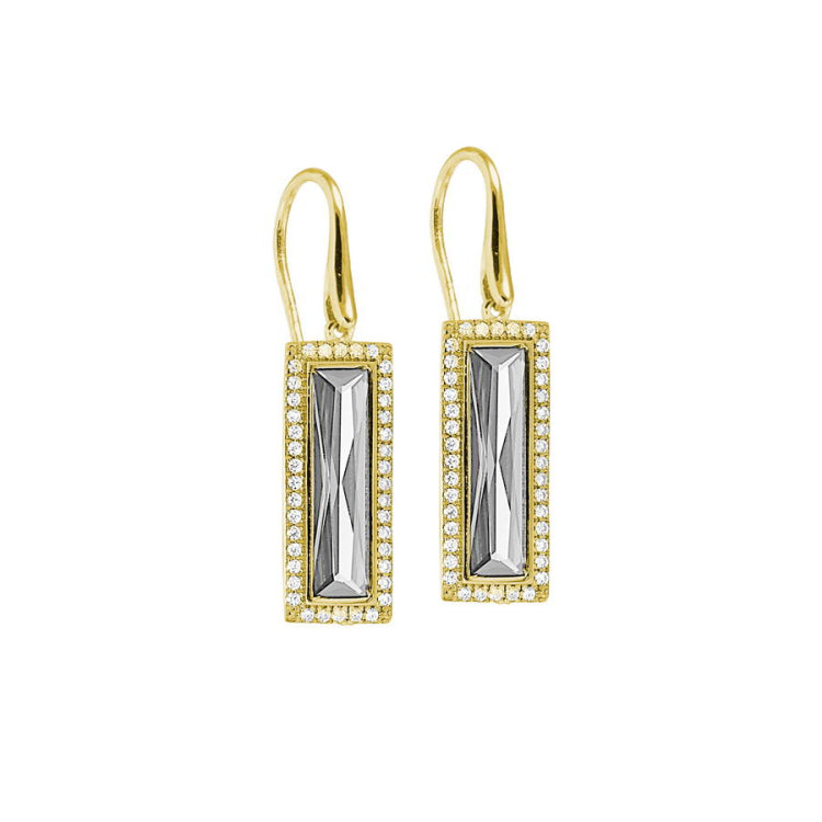 Rectangle Birthstone Drop Earrings - April