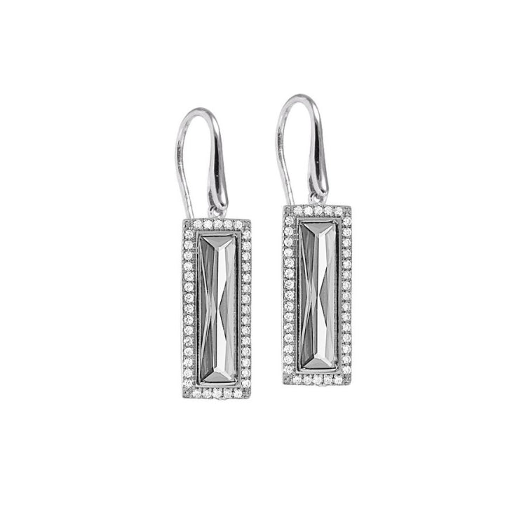 Rectangle Birthstone Drop Earrings - April