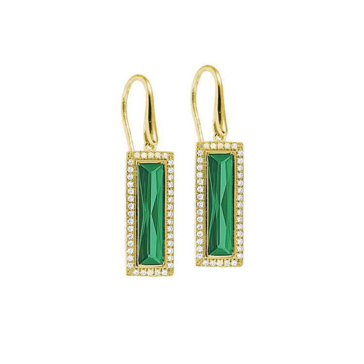Rectangle Birthstone Drop Earrings - May