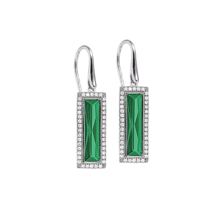 Rectangle Birthstone Drop Earrings - May