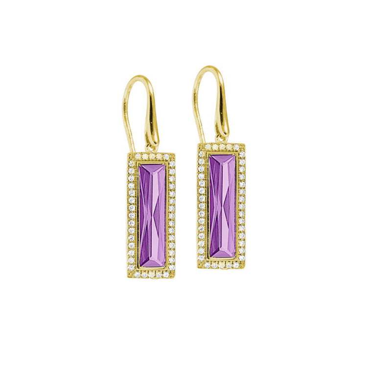 Rectangle Birthstone Drop Earrings - June