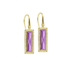 Rectangle Birthstone Drop Earrings - June