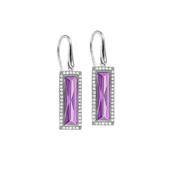 Rectangle Birthstone Drop Earrings - June