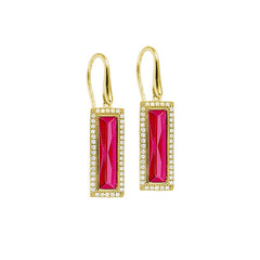 Rectangle Birthstone Drop Earrings - July