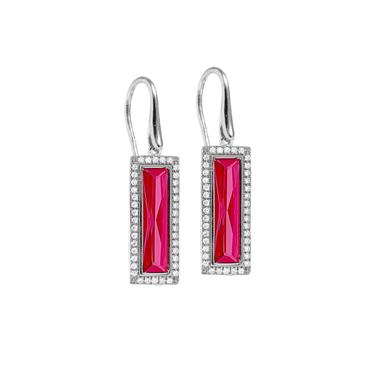 Rectangle Birthstone Drop Earrings - July