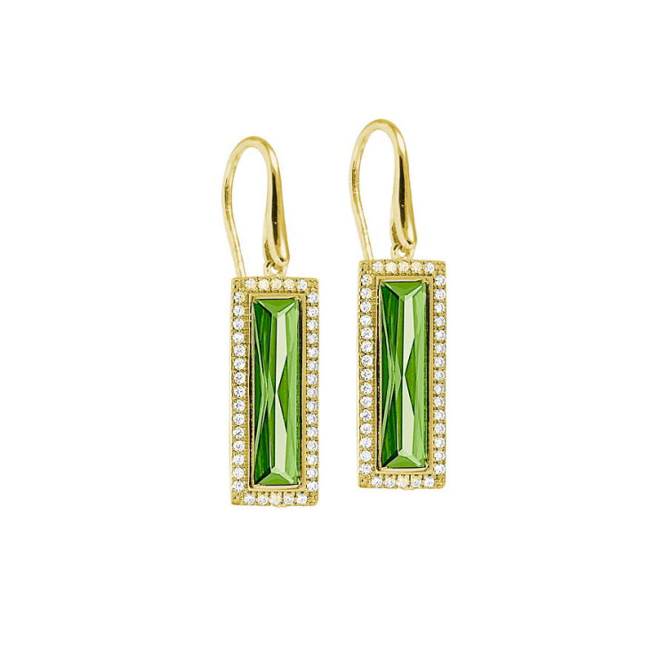 Rectangle Birthstone Drop Earrings - August