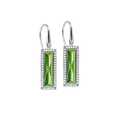 Rectangle Birthstone Drop Earrings - August