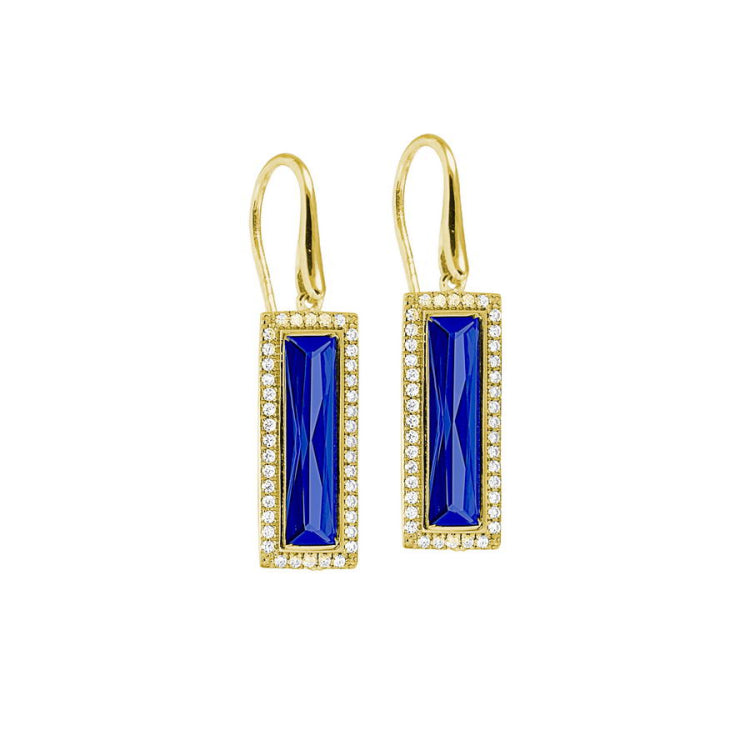 Rectangle Birthstone Drop Earrings - September