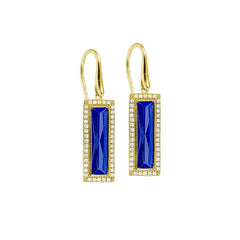 Rectangle Birthstone Drop Earrings - September
