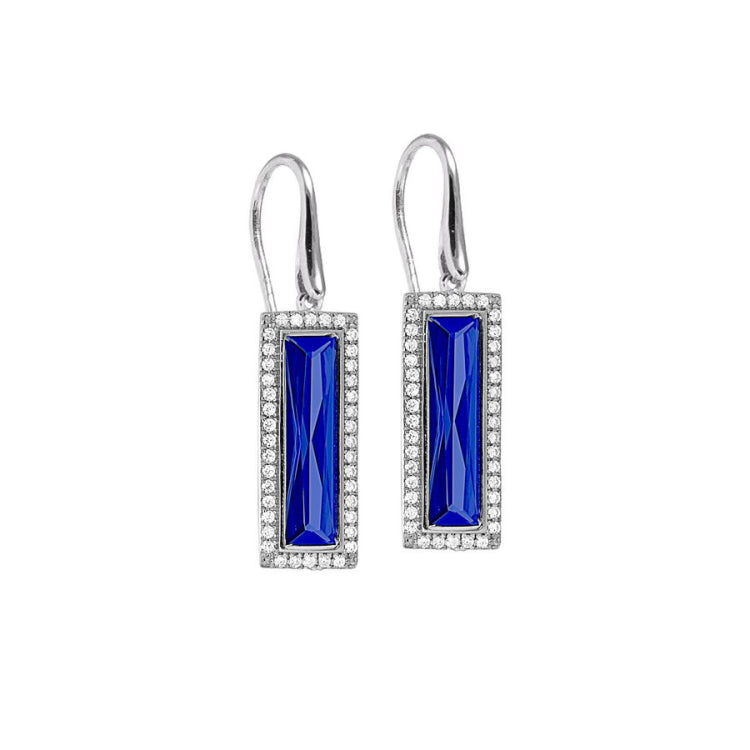 Rectangle Birthstone Drop Earrings - September