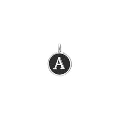 Black Enamel Initial Charm