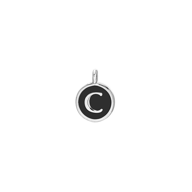 Black Enamel Initial Charm