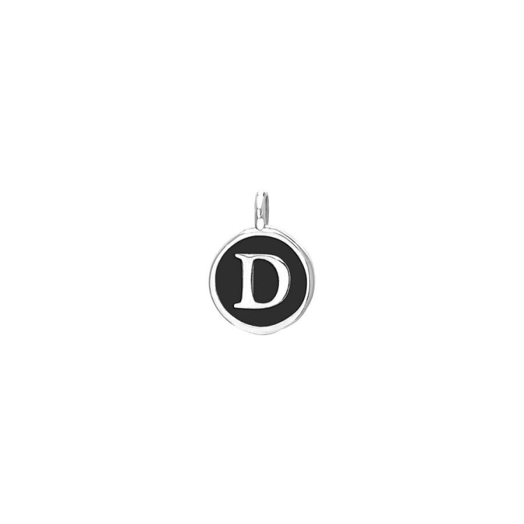 Black Enamel Initial Charm