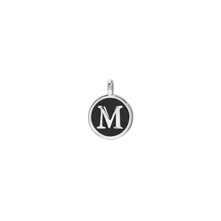 Black Enamel Initial Charm