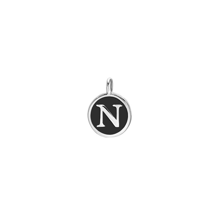 Black Enamel Initial Charm