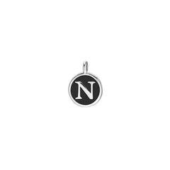 Black Enamel Initial Charm