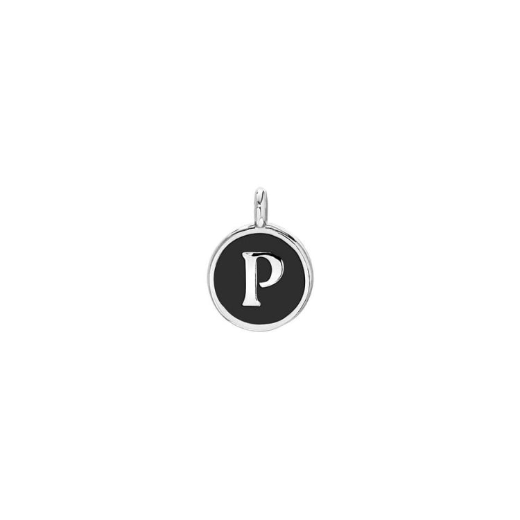 Black Enamel Initial Charm