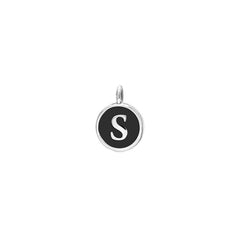 Black Enamel Initial Charm