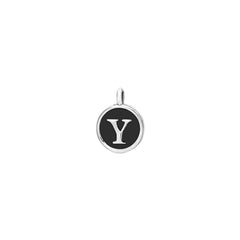 Black Enamel Initial Charm