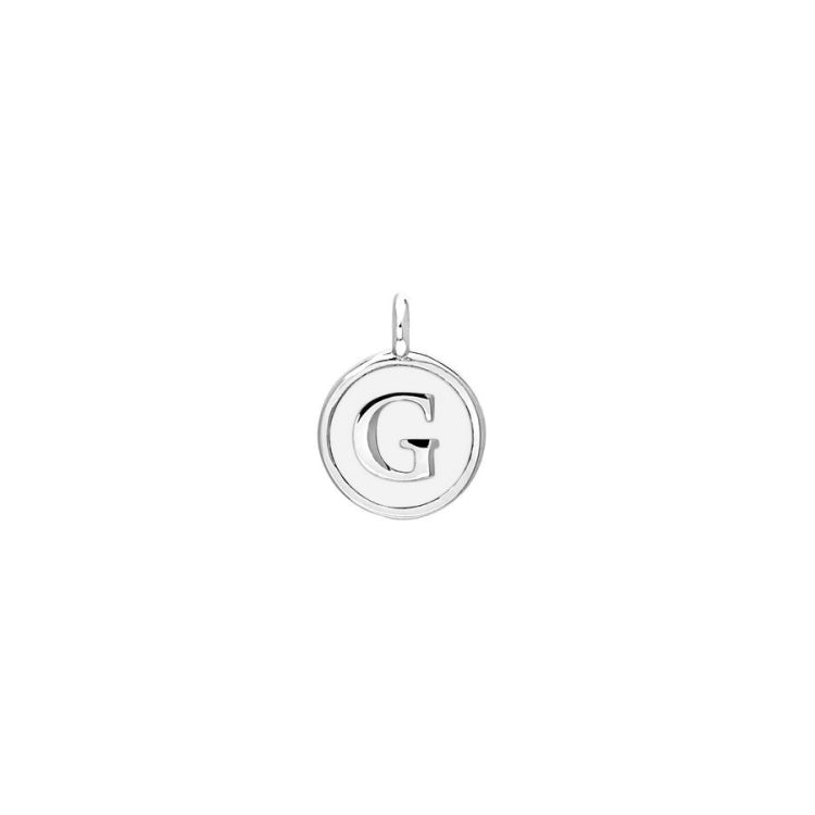 White Enamel Initial Charm