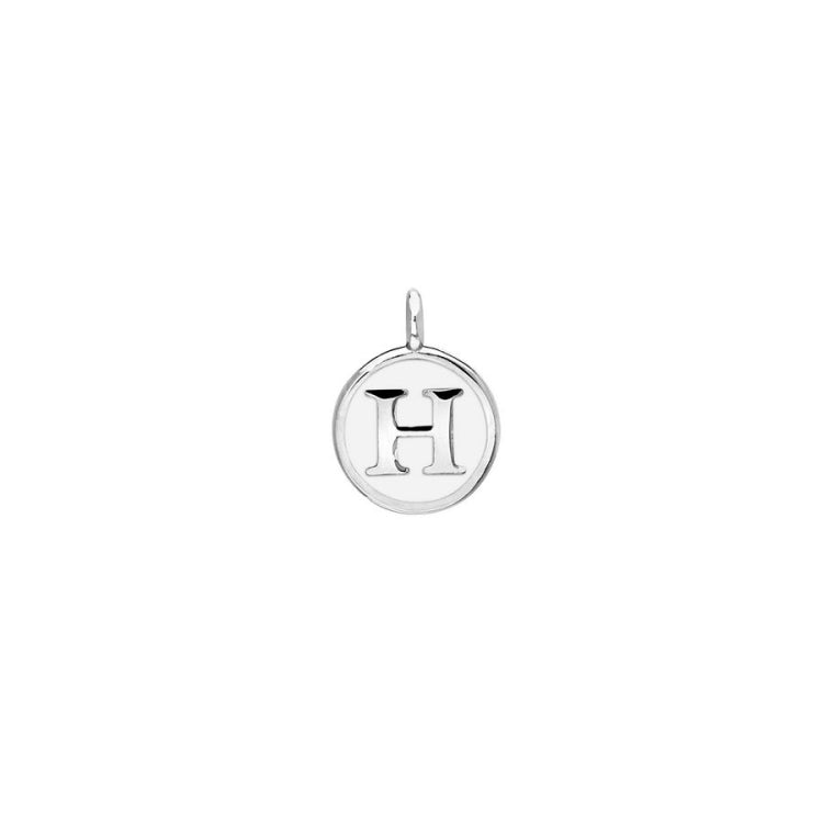 White Enamel Initial Charm