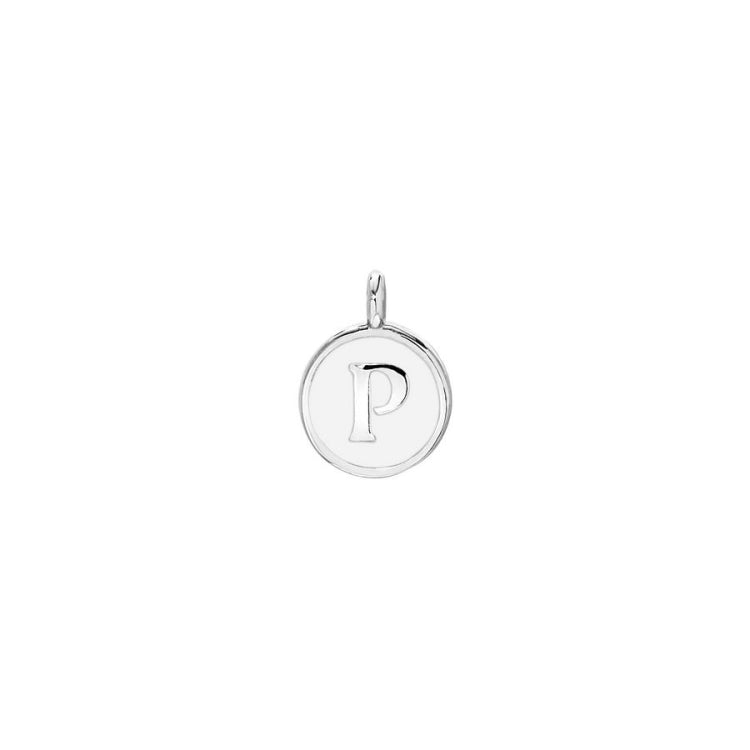 White Enamel Initial Charm