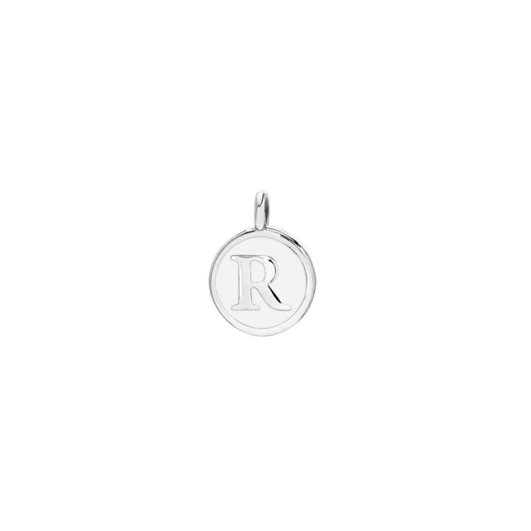White Enamel Initial Charm