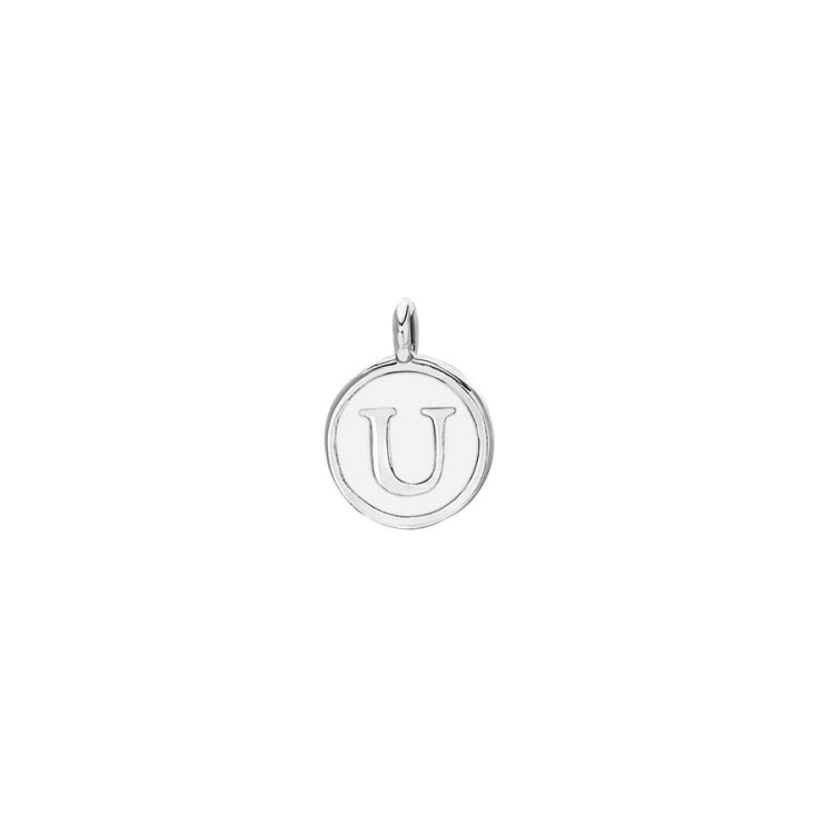 White Enamel Initial Charm