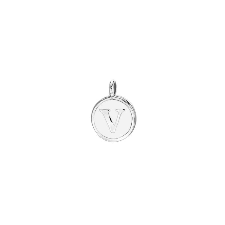 White Enamel Initial Charm