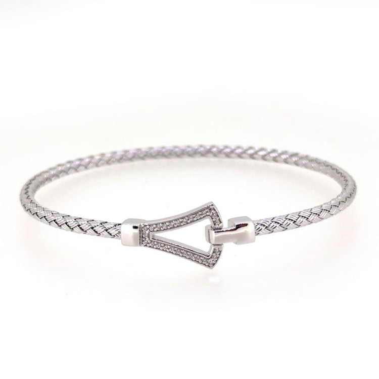 Triangle Buckle Basketweave Bracelet