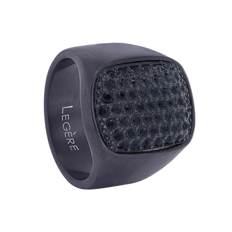 Statement Pave Ring with Simulated Black Diamonnds