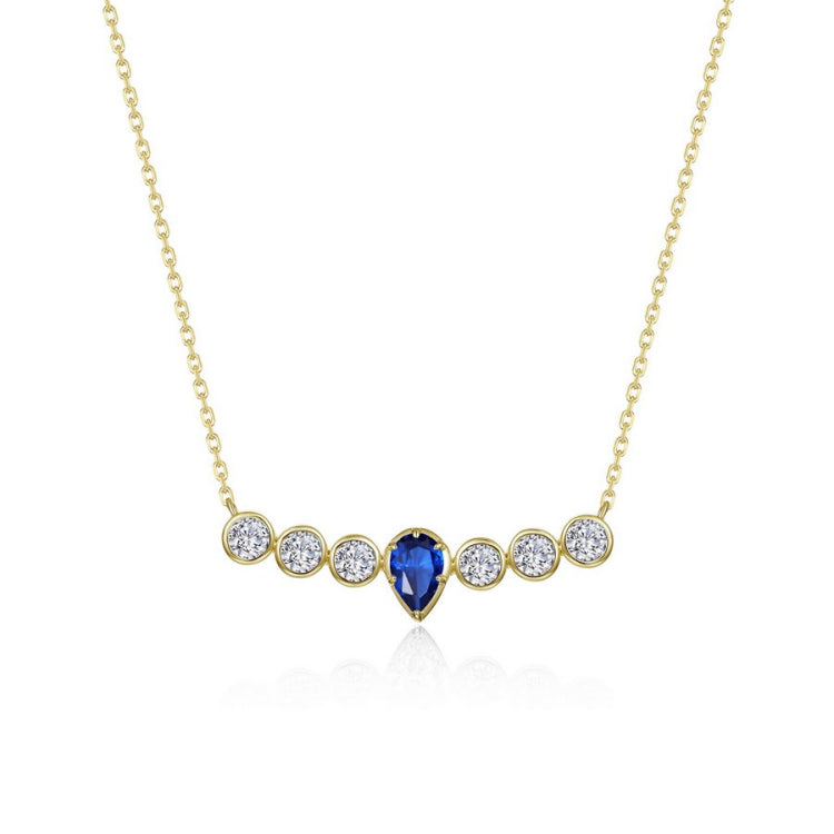 Sapphire Pear of Joy Necklace 