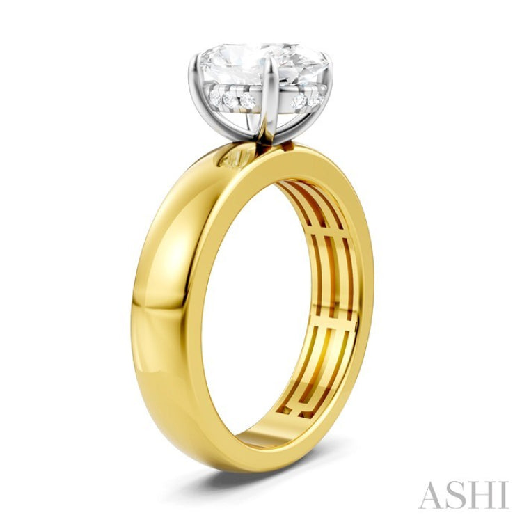 1/20 Ctw Oval Shape Round Cut Diamond Semi-Mount Engagement Ring in 14K Yellow and White Gold