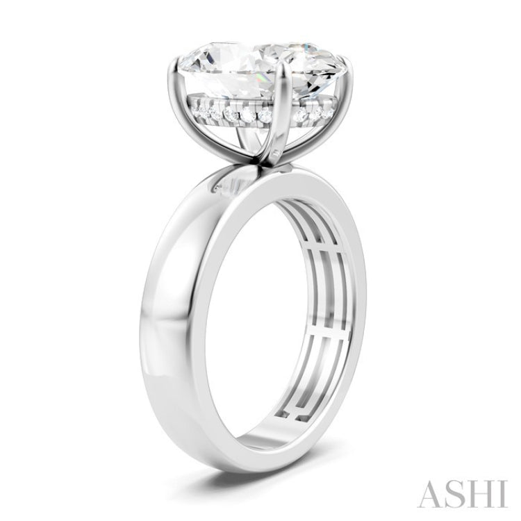 1/8 Ctw Oval Shape Round Cut Diamond Semi-Mount Engagement Ring in 14K White Gold