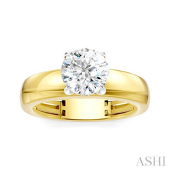 1/20 Ctw Round Shape Round Cut Diamond Semi-Mount Engagement Ring in 14K Yellow and White Gold