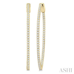1 Ctw Inside-Out Round Cut Diamond 1/2-Inch Oval Hoop Earrings in 14K Yellow Gold