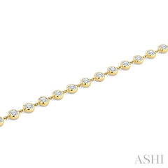 3 Ctw Bezel Set Round Cut Diamond Station Bracelet in 14K Yellow Gold