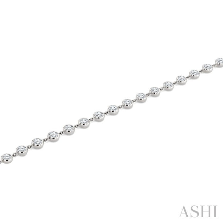 1/2 Ctw Bezel Set Round Cut Diamond Station Bracelet in 14K White Gold