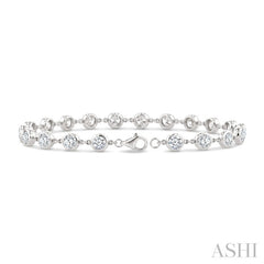 1/2 Ctw Bezel Set Round Cut Diamond Station Bracelet in 14K White Gold
