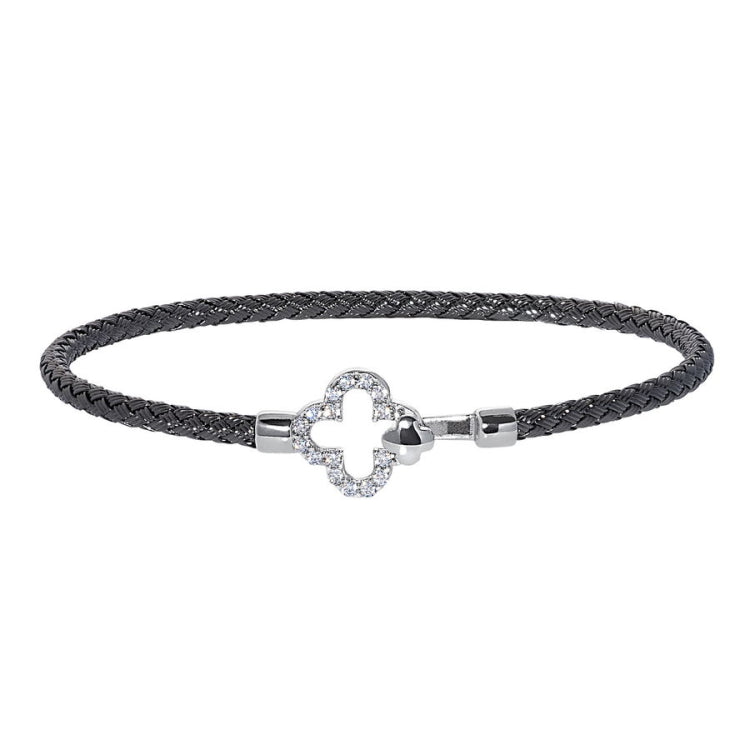 Clover Top Closure Basketweave Bracelet