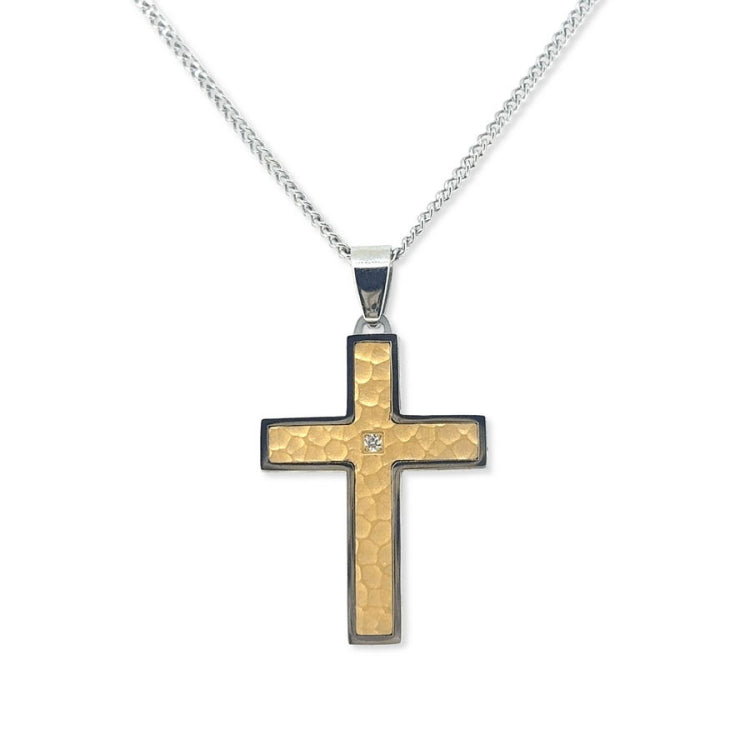 Two Tone Cross with Diamond Accent
