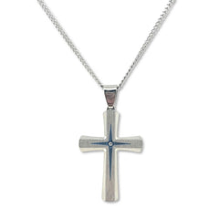 Silver Cross with Blue Accent