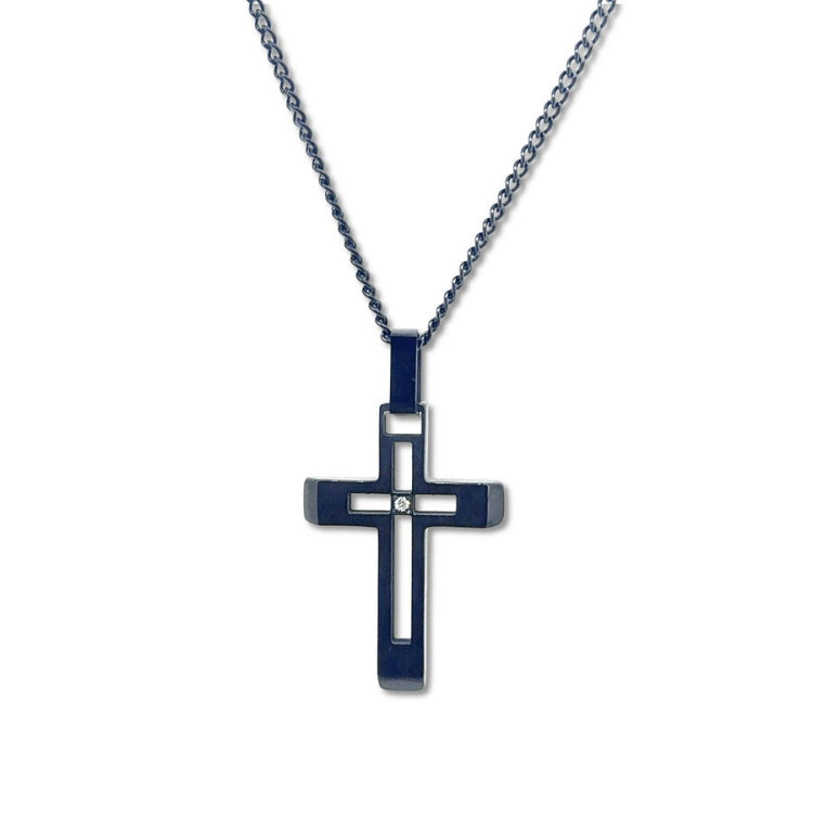 Hollow Center Cross with Diamond Accent