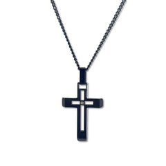 Hollow Center Cross with Diamond Accent