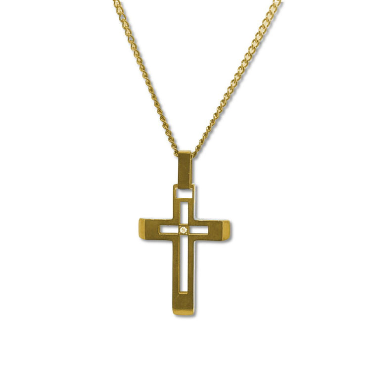 Hollow Center Cross with Diamond Accent