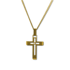 Hollow Center Cross with Diamond Accent